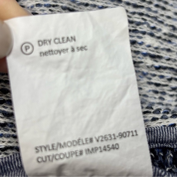 VINCE Drape Women’s Blue Drape Neck Tweed Jacket Open Front Long Sleeve Size M - Picture 9 of 9